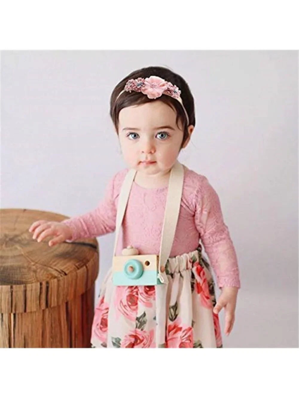 Baby Girl Headbands 3 Pack Pink Flower Nylon Hair Bands Newborn Infant Toddler